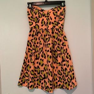 Hurley Neon Leopard Print Strapless Dress